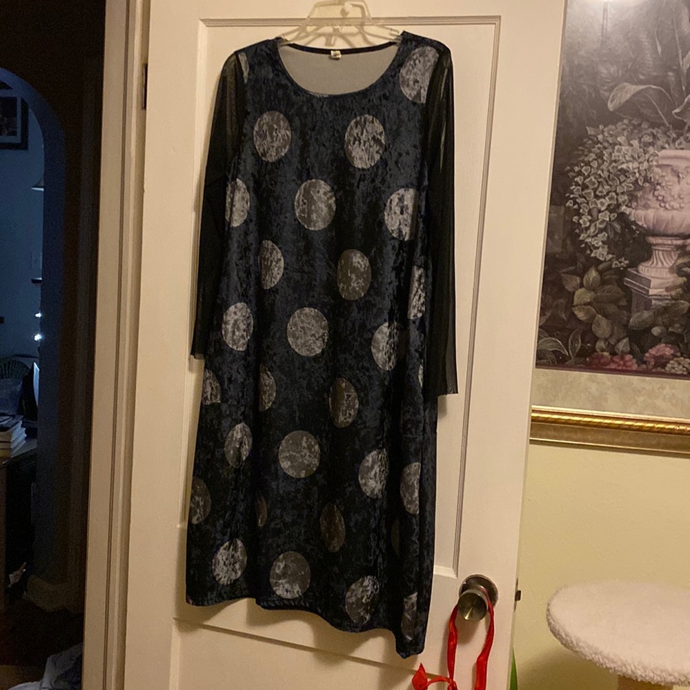 So comfy velvet dress sheer sleeves with side pockets